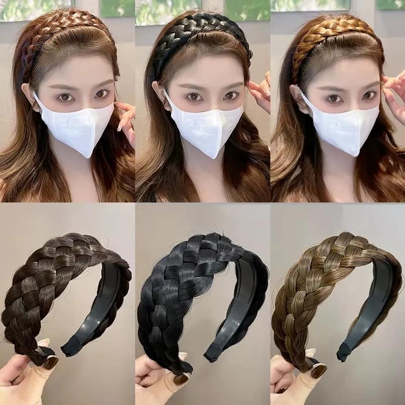 Picture of Large Long Natural Black Brown Braid Hair bands Headbands Hair For Women -মেয়েদের জন্য বিনুনি হেডব্যান্ড হেয়ারব্যান্ড  Int: One size