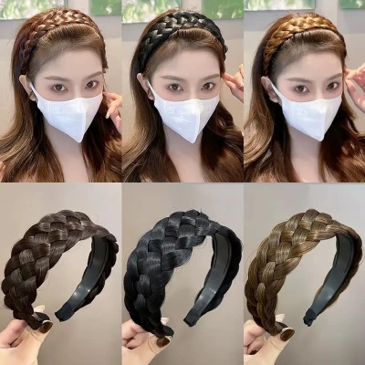 Picture of Women Braid Wig Headband Non-Slip Hair Hoop Headdress Fashion Female Hairstyle Hairband For Girls Hair accessories -মহিলাদের জন্য বিনুনি হেডব্যান্ড হেয়ারব্যান্ড  Int: One size