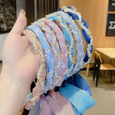 Picture of Cute French   Hair Tie Headband Hair Bands For Women Sky Blue Int: One size