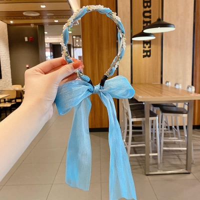 Picture of Cute French   Hair Tie Headband Hair Bands For Women Sky Blue Int: One size