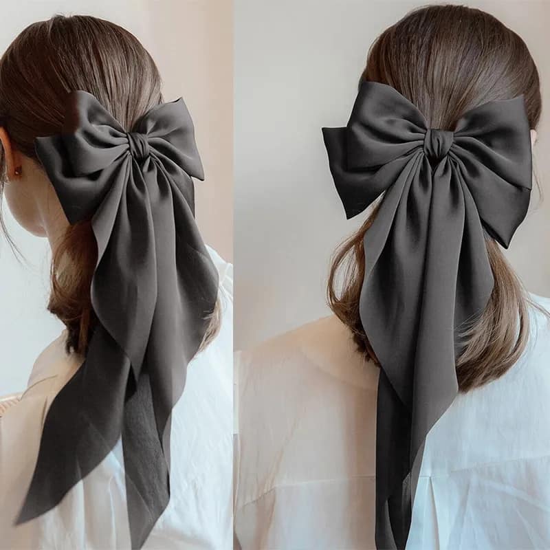 Picture of Korean Large Ribbon Hair Clip Elegant Long Bow Hairpin Style For Womans  Int: One size