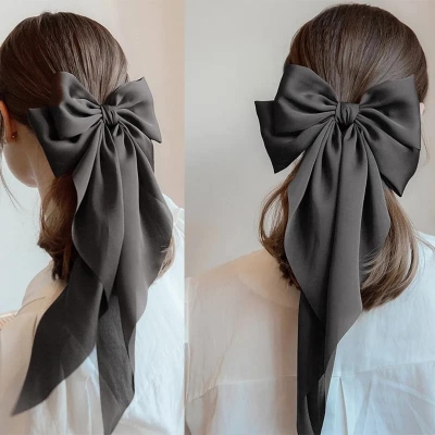 Picture of Korean Large Ribbon Hair Clip Elegant Long Bow Hairpin Style For Womans  Int: One size