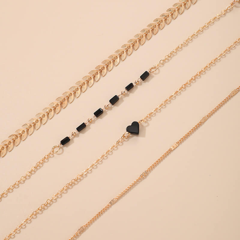 Picture of 4pcs/set Gold Color Link Chain Bracelets For Women Simple Chain Bracelets Fashion- Bracelets For Women  