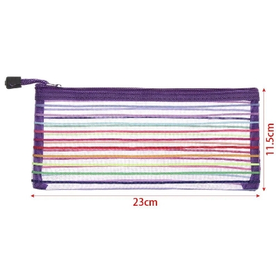 Picture of 2 pcs Pencil and Pen Net Bag Multiclour Multicolor 