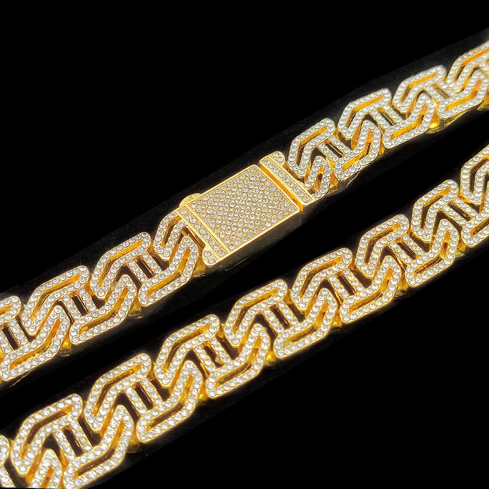 Picture of New Men Steel Hand Chain Handmade Bracelet Bangle Club Jewelry Gift Gold 21 CM