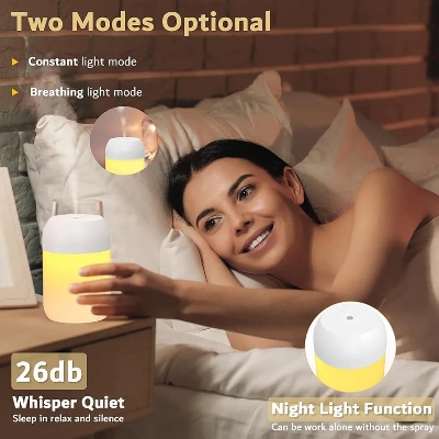 Picture of Mini Portable Air Humidifier 300ml USB Car Air Purifier Fogger Mist Maker with LED Night Lamp Ultrasonic Sprayer Home Appliance  