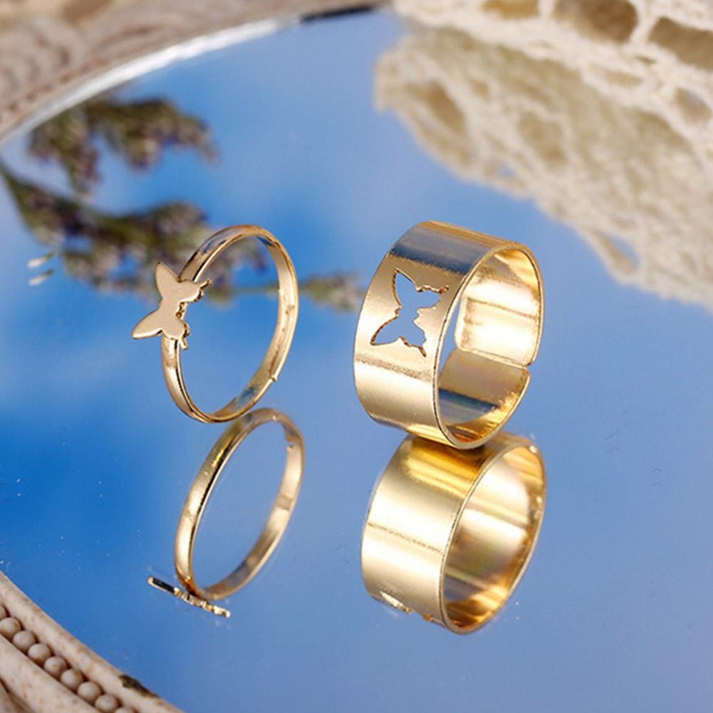 Picture of 2 Pcs Butterfly Rings For Women Men Lover Couple Ring Set  One Size