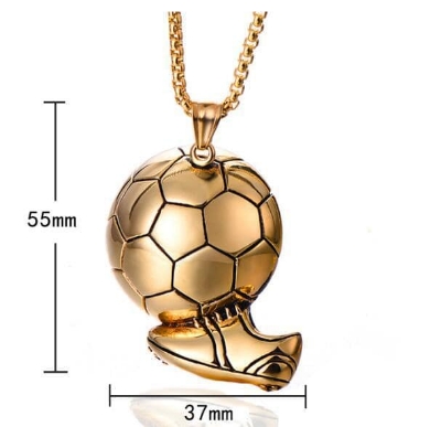 Picture of Fashion Men Gift Hip Hop Sporty Football Chain Soccer Necklace Stainless Steel Necklace Gold 