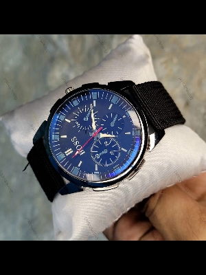 Picture of Fashionable Nylon Denim Belt and Stylish Watch for Men  