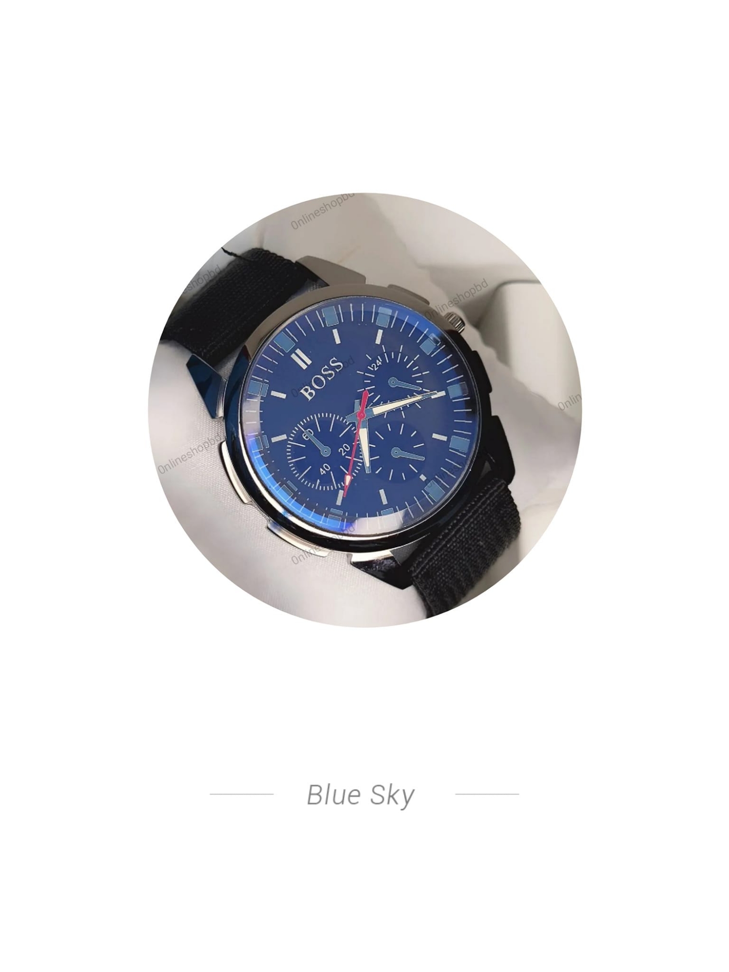 Picture of Fashionable Nylon Denim Belt and Stylish Watch for Men  