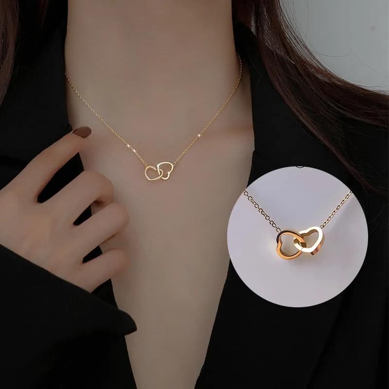 Picture of Two Heart Shaped Necklaces Chain For Women  