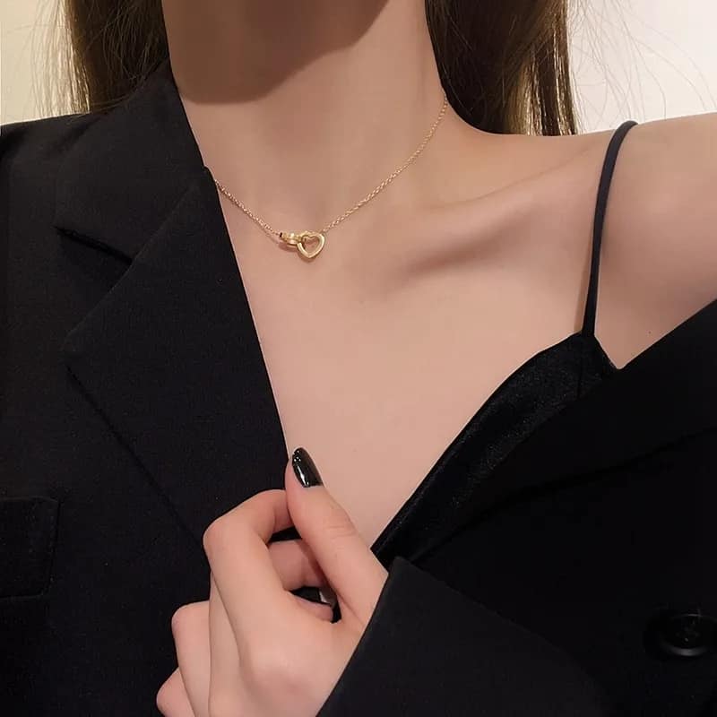 Picture of Two Heart Shaped Necklaces Chain For Women  
