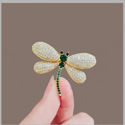 Picture of Dragonfly Brooch  Crystal Safty Pins For girls and Women Gold 
