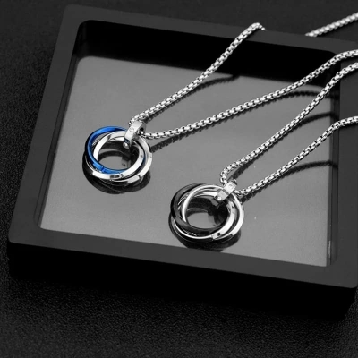 Picture of Pendant Necklace For Men Women Stainless Steel Chain Necklace Silver 