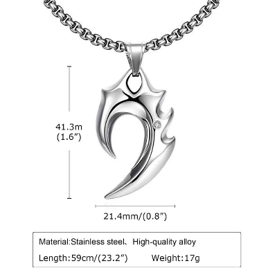 Picture of Arrowhead Pendant Men Necklace Vintage Alloy Chain Spearpoint Necklace Fashion Accessories Silver 