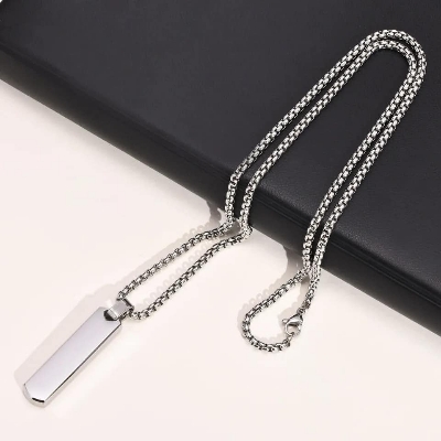 Picture of Trendy Simple Stainless Steel Silver Cross Pendant Chain  Necklace For Men Silver 
