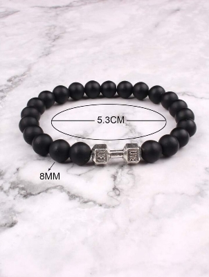 Picture of High Quality Men Beaded Bracelet Natural Black Bracelet for Men Silver 