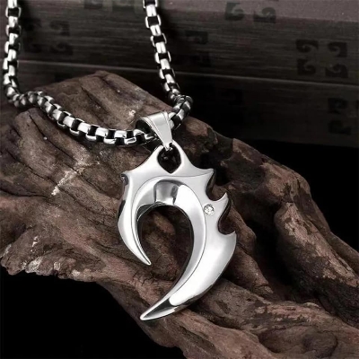 Picture of Fashion New Pendant Necklace Men Punk Trendy Simple Stainless Steel Chain  