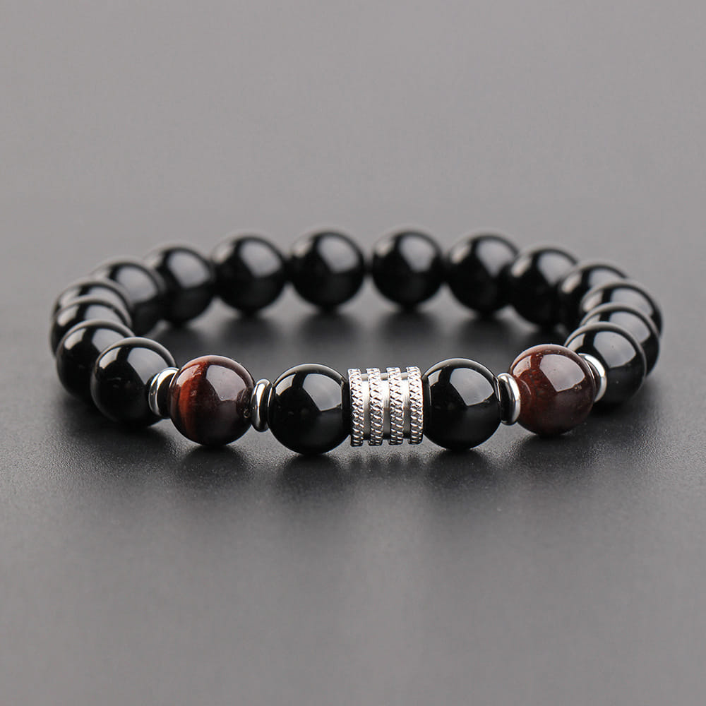 Picture of Stainless Steel Fashion Natural Tiger's Eye Stone Bracelets & Bangle  For Men Chocolate 