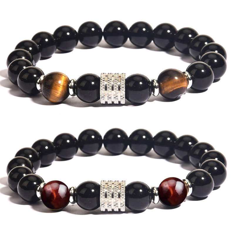 Picture of Stainless Steel Fashion Natural Tiger's Eye Stone Bracelets & Bangle  For Men Chocolate 