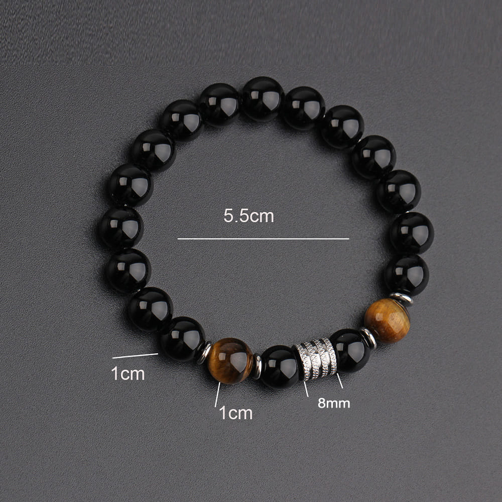 Picture of Natural Brown Tiger Stone Bracelet For  Men Black 