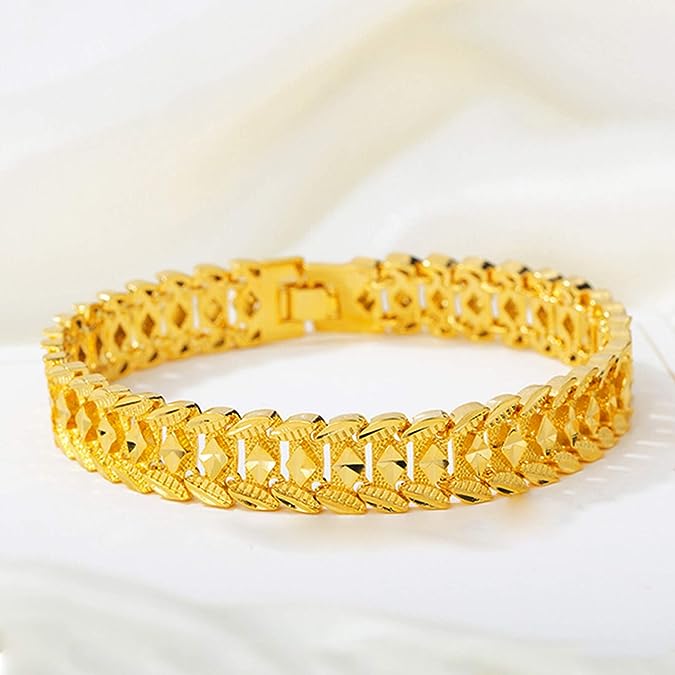 Picture of Trendy Heart Multi shape Punk Bracelet Curb Link Chain Color Bracelets Bangle For Men Gold 