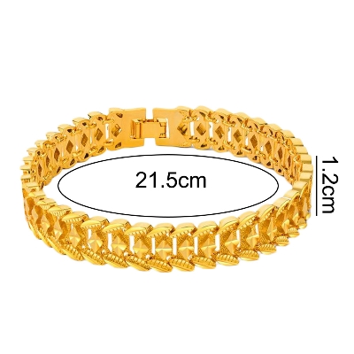 Picture of Trendy Heart Multi shape Punk Bracelet Curb Link Chain Color Bracelets Bangle For Men Gold 