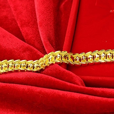Picture of Gold Plated  Chain Bracelet Wrist Jewelry Gift  For Men  - Golden  
