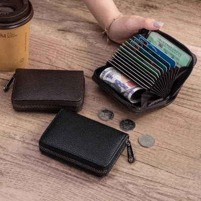 Picture of Brown Color Cards Holders Business Zipper Card Holder Organizer  For Men  