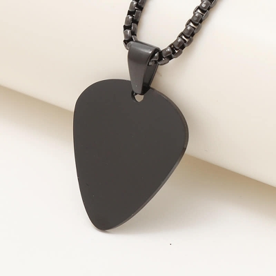 Picture of Black Guitar Stainless Steel Blanks Chain  Pendants 32*28MM-Black Black 