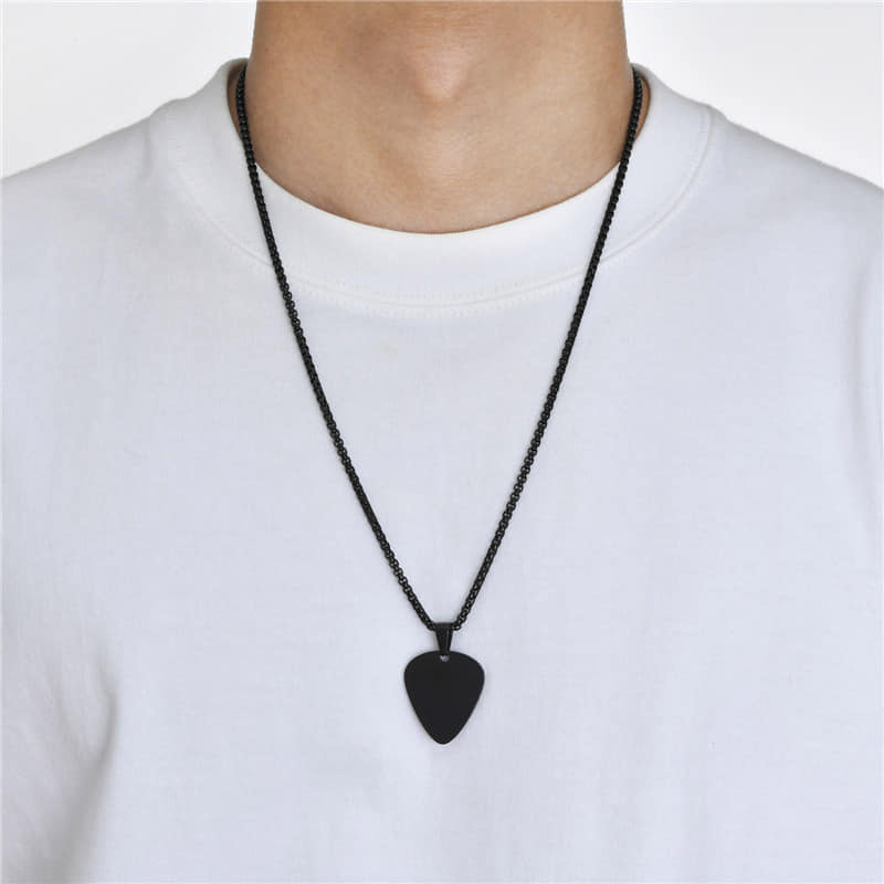 Picture of Black Guitar Stainless Steel Blanks Chain  Pendants 32*28MM-Black Black 