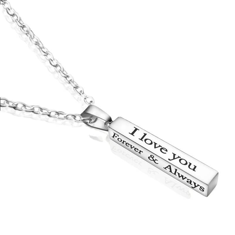 Picture of I Love You Forever & Always Letter Charm Necklace Chain For Men Silver 