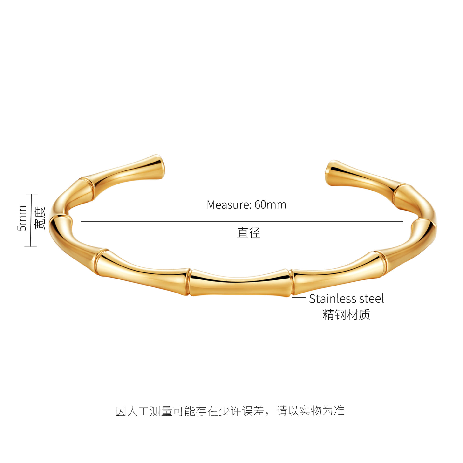 Picture of Classic Bamboo Joint Bracelet for Men Gold 