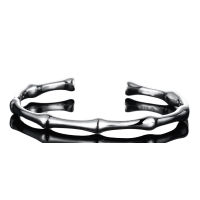Picture of Simple  Bamboo Joint Opening Stainless Steel Bracelet For Men Silver 