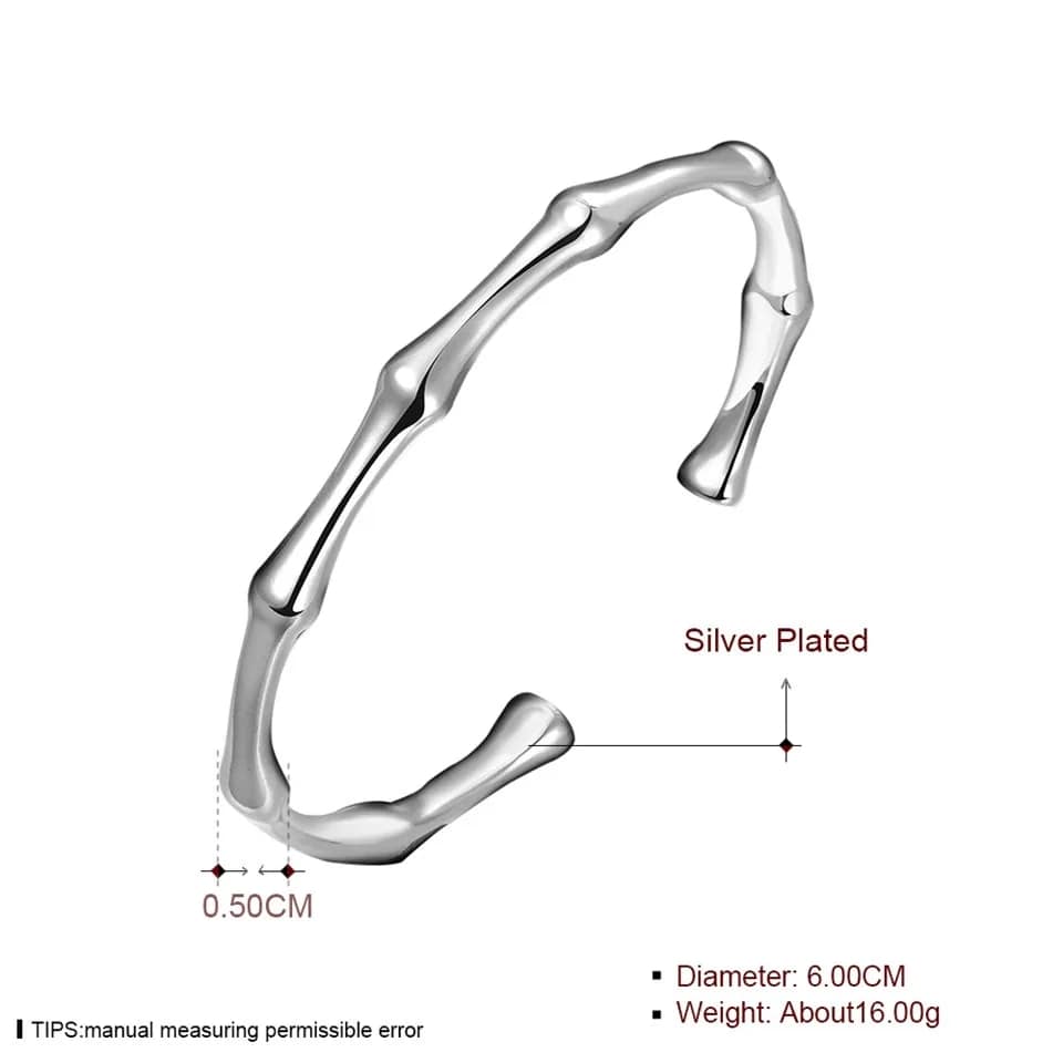 Picture of Simple  Bamboo Joint Opening Stainless Steel Bracelet For Men Silver 