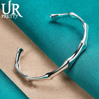 Picture of Simple  Bamboo Joint Opening Stainless Steel Bracelet For Men Silver 