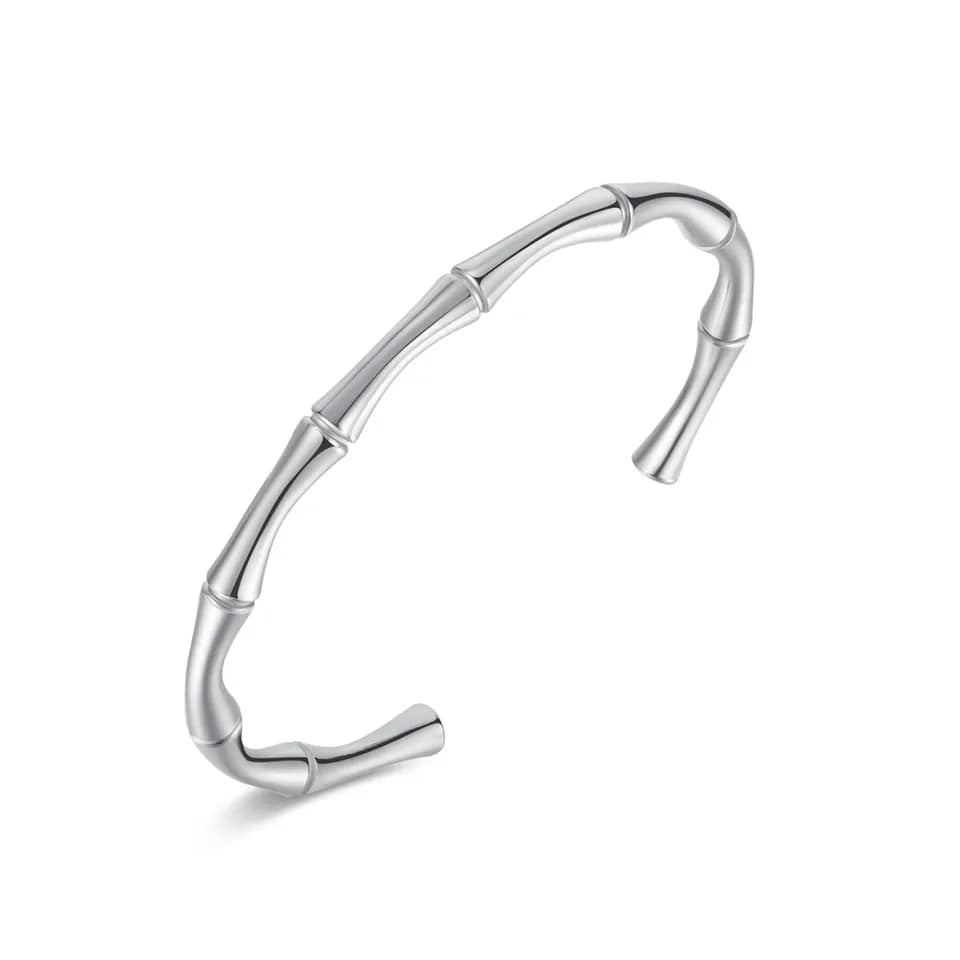 Picture of Simple  Bamboo Joint Opening Stainless Steel Bracelet For Men Silver 