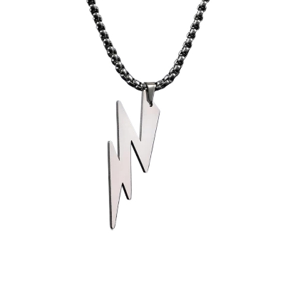 Picture of Men Lightning Bolts  Pendants Silver Color Stainless Steel Link Chain Fashion Jewelry Chain For Men/Gift for Men/Boys  