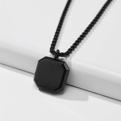 Picture of Waterproof Black  Plated Men Lightning Pendant Necklace Chain  for Men Male Boys Gifts Jewelry  