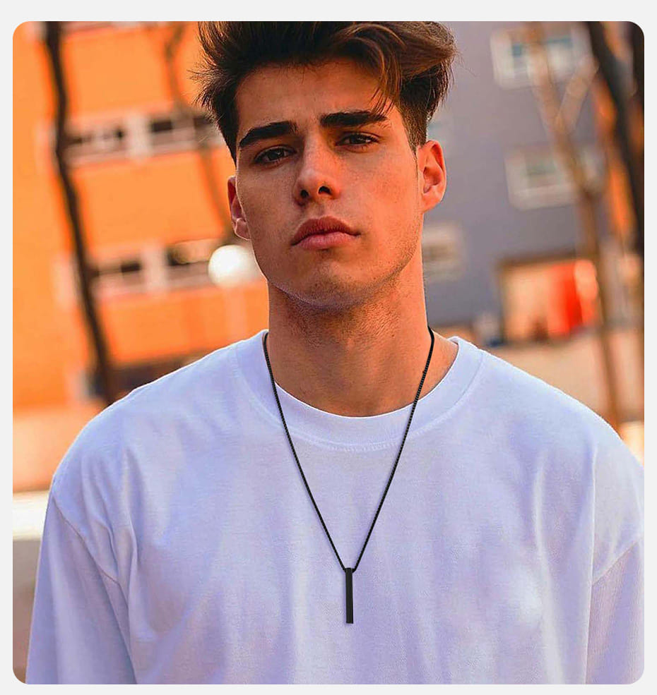 Picture of Black Stainless Steel Trendy Fashion Necklace For Men  