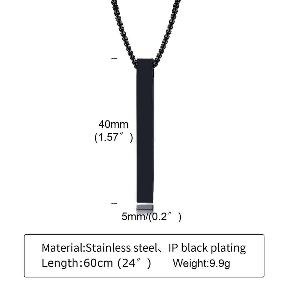 Picture of New Trendy Simple Stainless Steel Cuban Black Chain Necklace for Men - Men's Pendant Black 