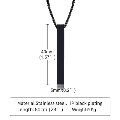 Picture of New Trendy Simple Stainless Steel Cuban Black Chain Necklace for Men - Men's Pendant Black 
