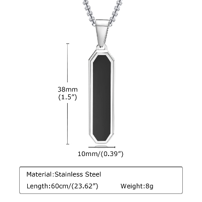 Picture of Black Square Necklaces for Men Silver 