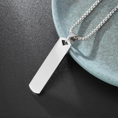 Picture of Fashionable Boys Pendant and Bar Necklace for Men, Stainless Steel Silver Silver 