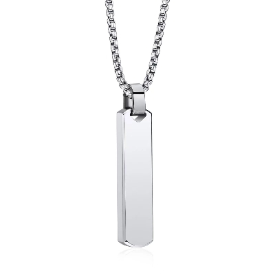 Picture of Fashionable Boys Pendant and Bar Necklace for Men, Stainless Steel Silver Silver 