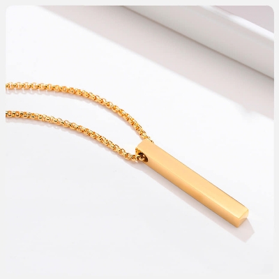 Picture of Geometry Stainless Steel Golden Fashion Necklace For Men Gold 