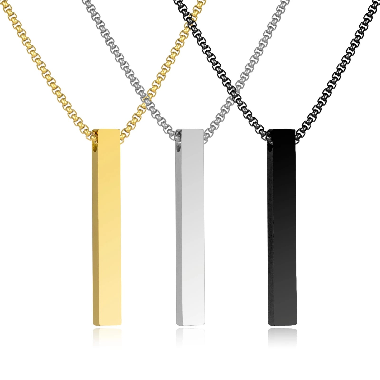 Picture of Geometry Stainless Steel Golden Fashion Necklace For Men Gold 
