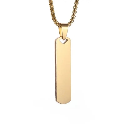 Picture of Fashionable Boys Pendant and Bar Necklace for Men, Stainless Steel  Gold Gold 