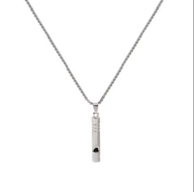 Picture of Blow Whistle Necklace Stainless Steel Silver Color Metal Chain for Men Silver 