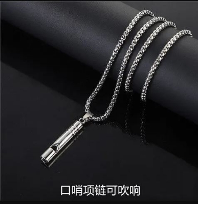 Picture of Blow Whistle Necklace Stainless Steel Silver Color Metal Chain for Men Silver 